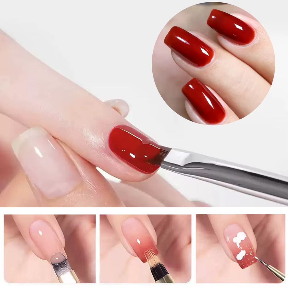 9 Pcs Outils de Peinture pour Nail Art avec Pinceaux pour Gel d'Extension d'Ongles