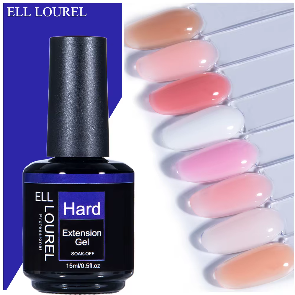 ELL LOUREL Gel à ongles constructeur blanc laiteux pour Extension dans une bouteille 15ML nu rose clair Poly dur Gel