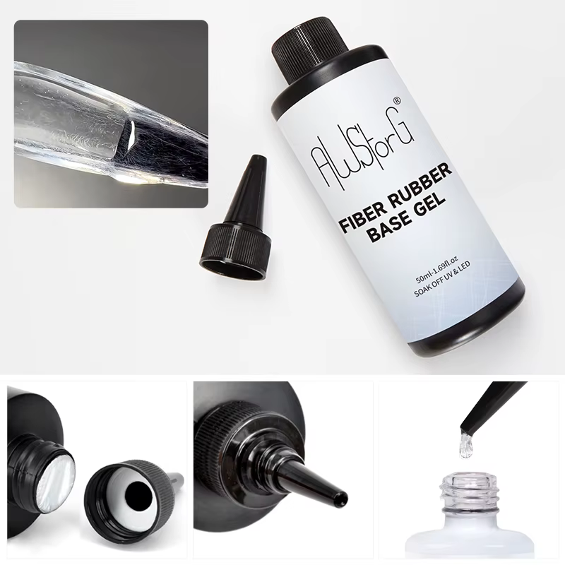 AWStorG 50ml Gel de Base en Fiber de caoutchouc mise à niveau des ongles cassés réparés en fibre de verre clair