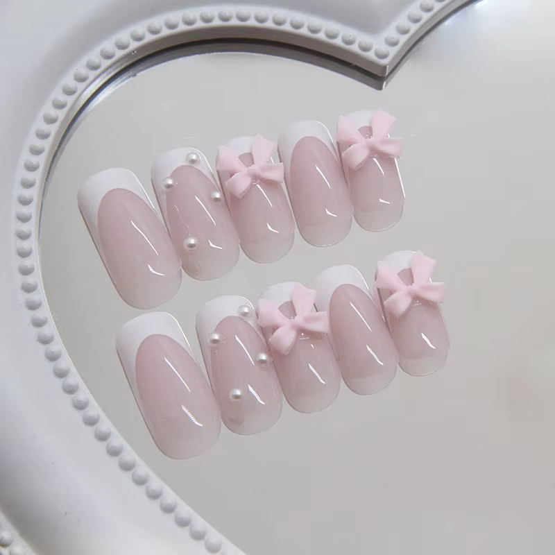 Faux ongles de ballet à presser avec motif de fleurs