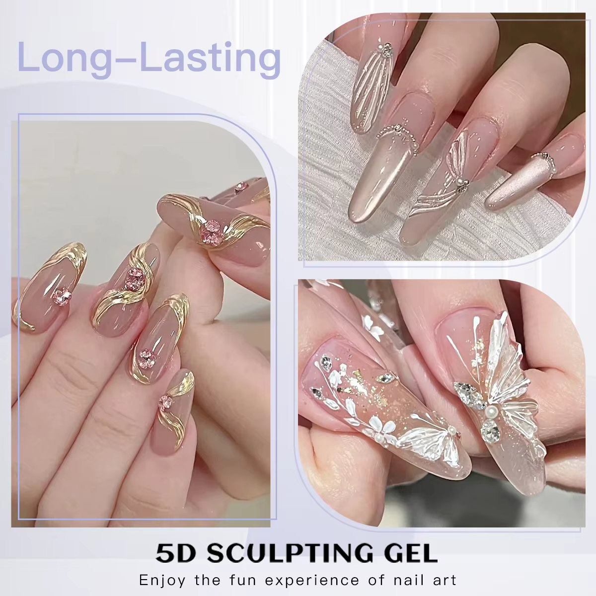 1/2/3 pièces 12ml Gel de modelage 5D pour nail art