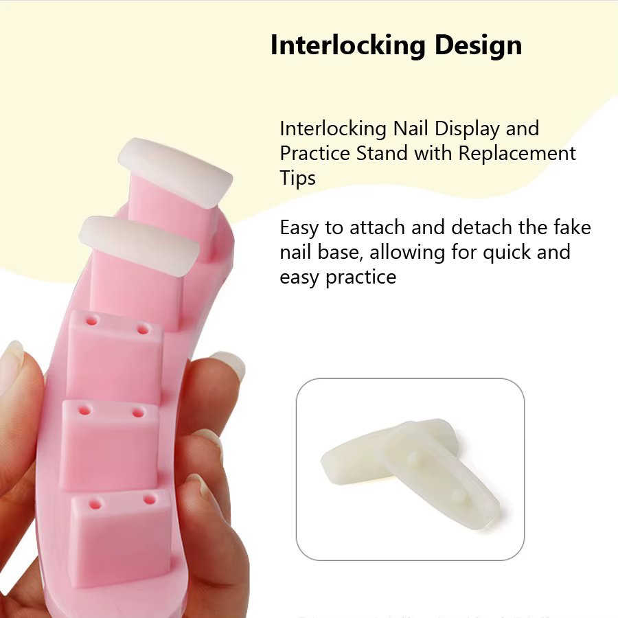 Présentoir à ongles avec embouts de pratique à clipser et base amovible