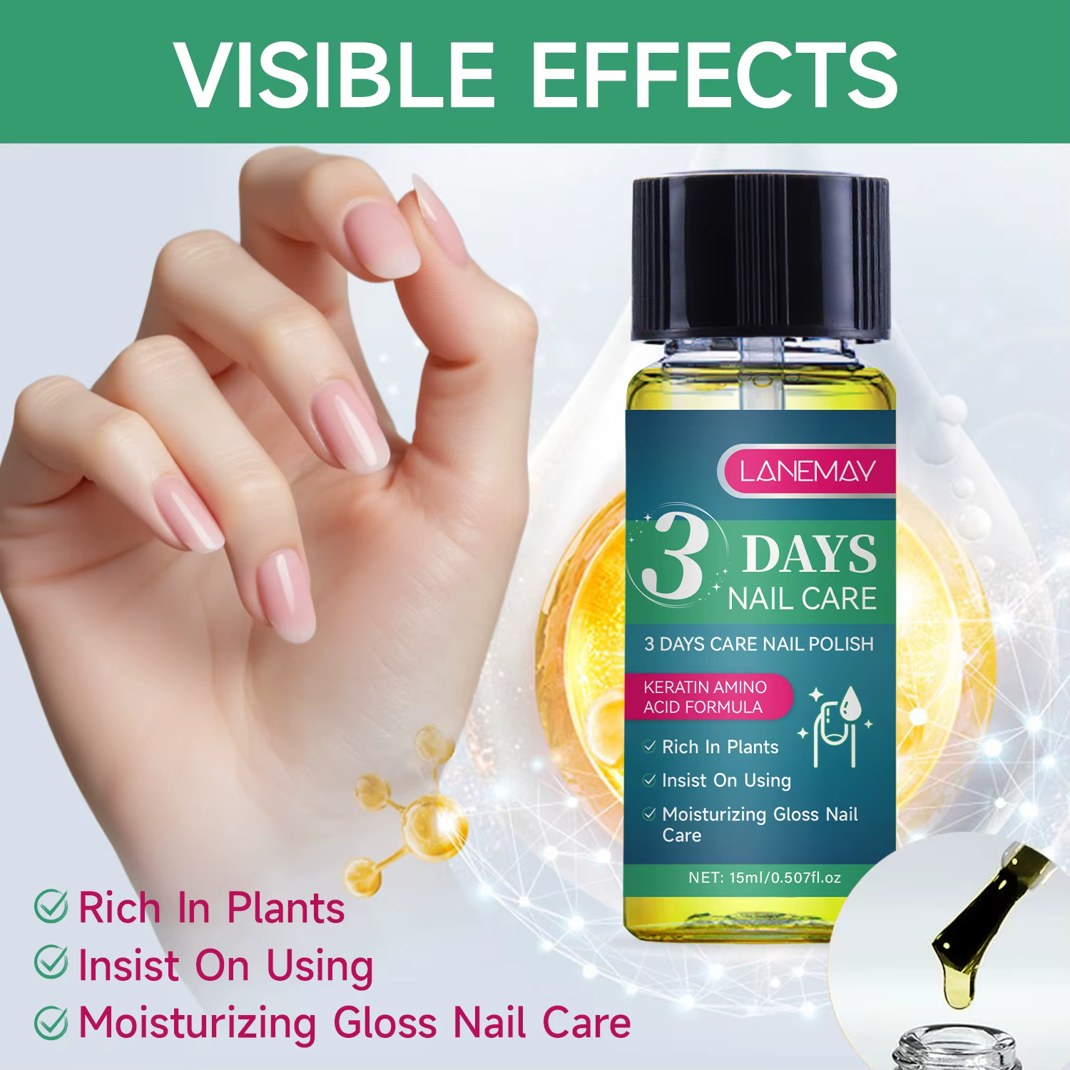 L'huile de soin des ongles de 3 jours maintient