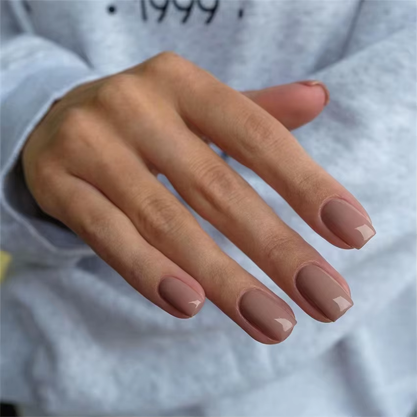 24 pièces/ensemble Simple moyen Long presse sur Nail Art couverture complète couleur unie tête carrée portant des faux