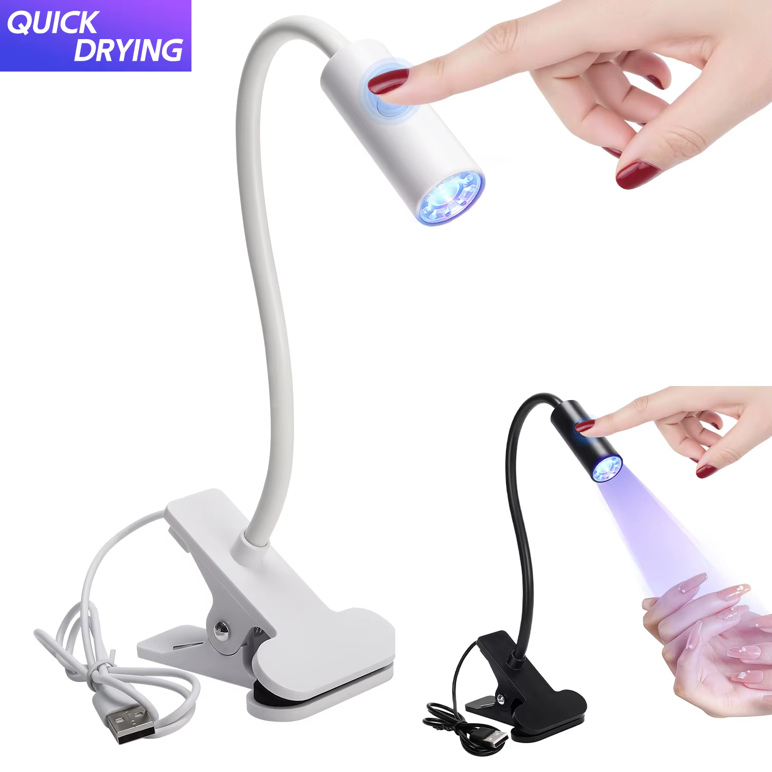 UV LED lampe à ongles LED lumière UV avec pince et Tube Flexible manucure sèche UV