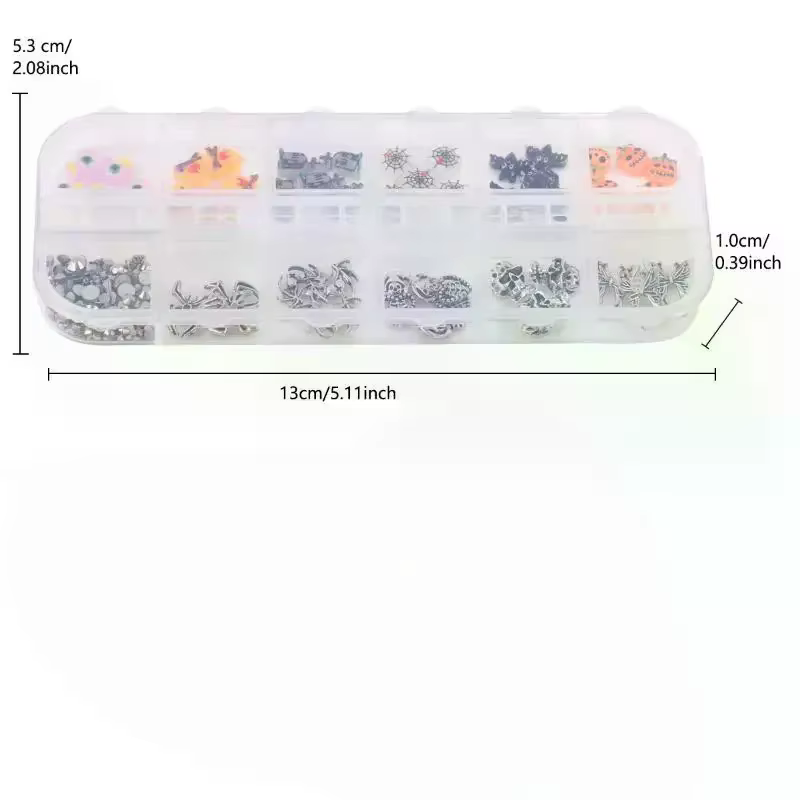 12 grilles série Halloween Nail Art bijoux dessin animé fantôme citrouille araignée chauve-souris breloques pour ongles