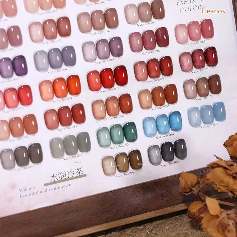 Eleanos glacé 100 pièces * 15ml vernis Gel gelée transculente avec carte de couleur exclusive pour Salon de manucure UV