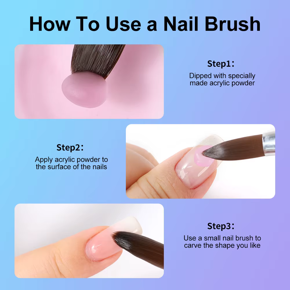 Kolinsky brosse à ongles pour manucure Gel