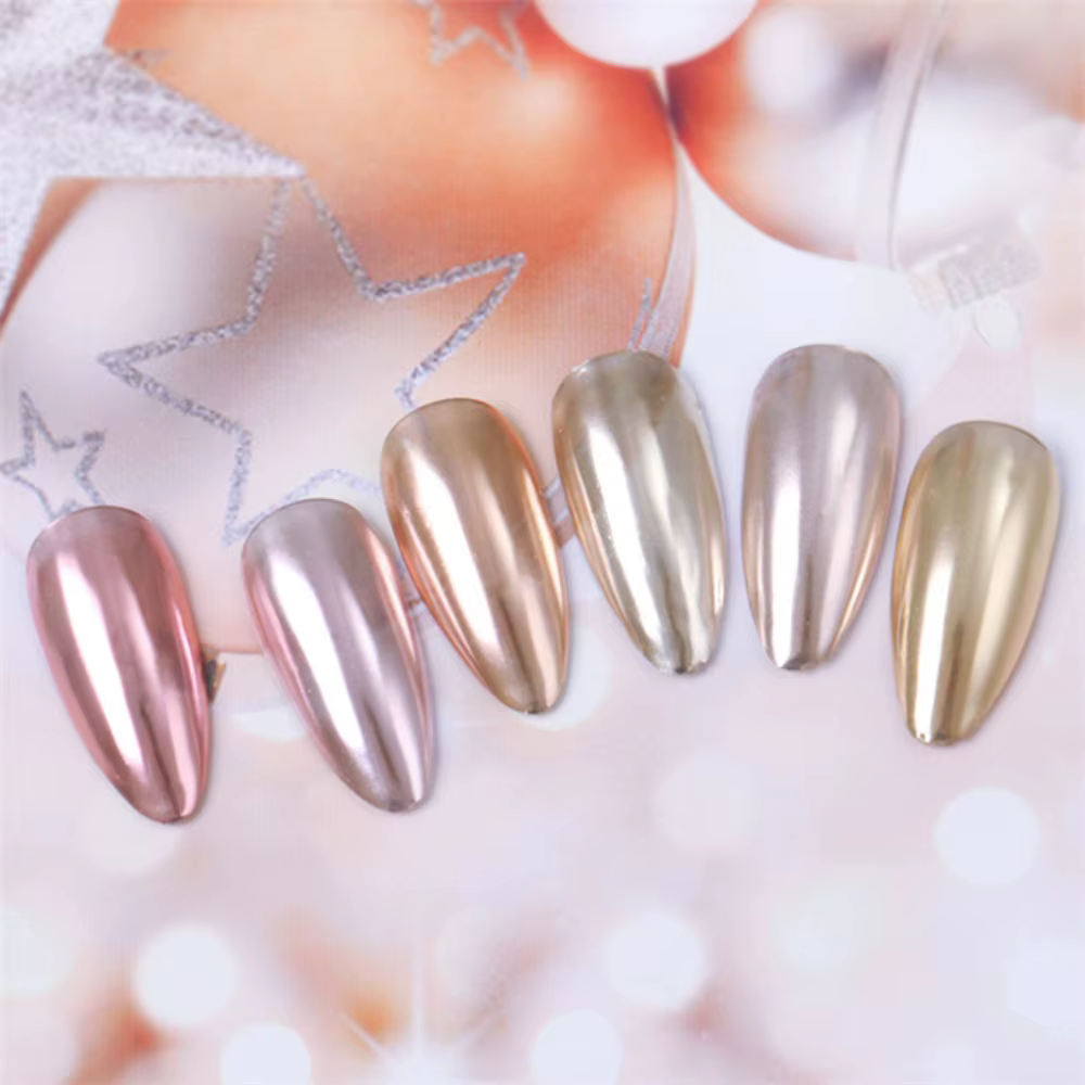Poudre à ongles blanche miroir chromé