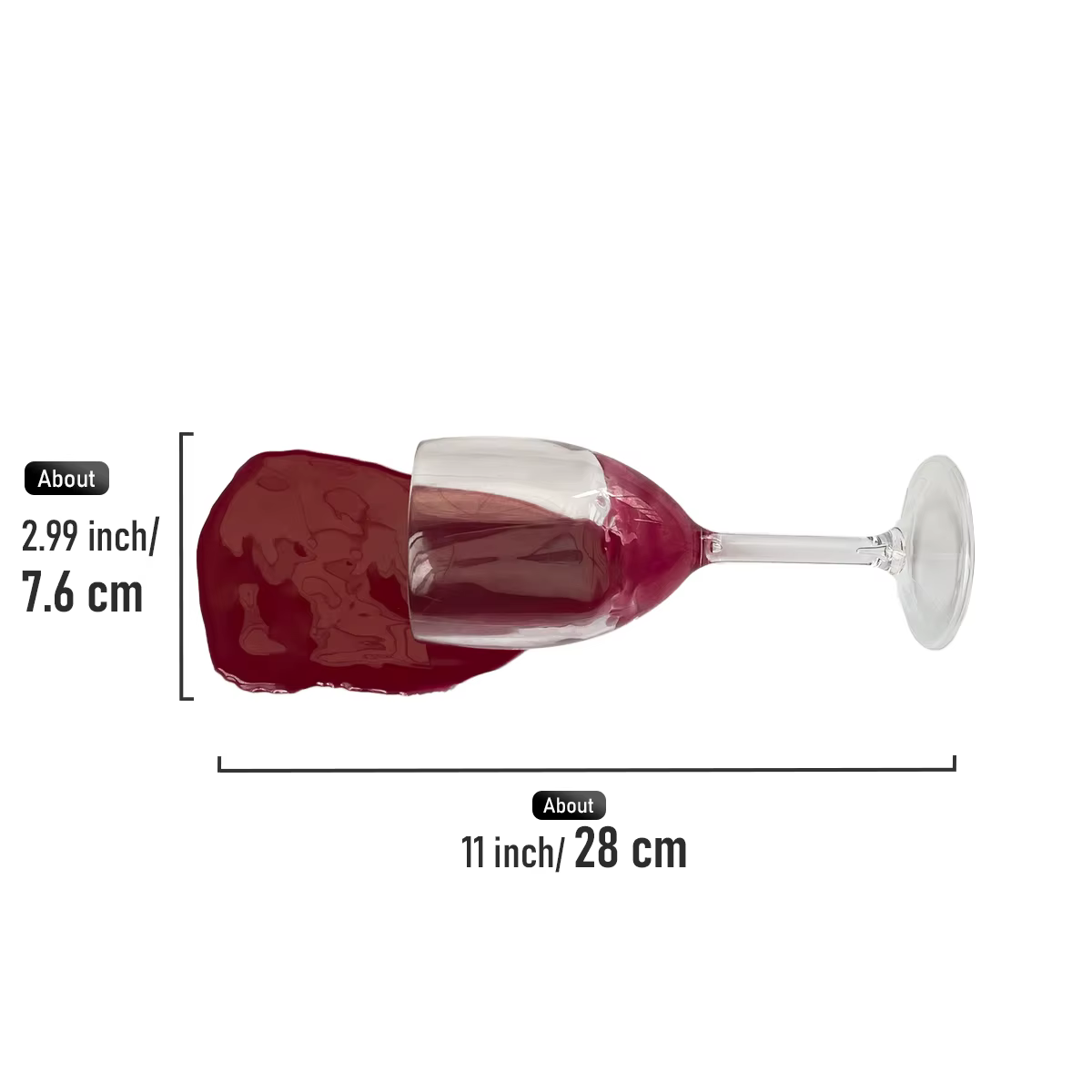 Faux verre à vin rouge réversé réaliste, accessoire de farces, tasse retournée artificielle pour fête Gag, décoration de maison, photographie
