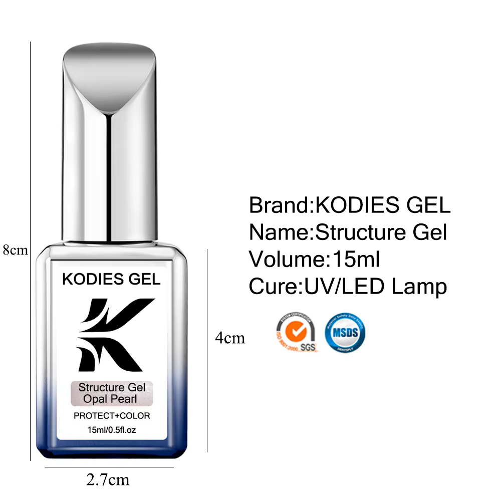 KODIES GEL Structure Base en caoutchouc Gel vernis à ongles 15ML perle miroitant rose paillettes UV Semi Permanent