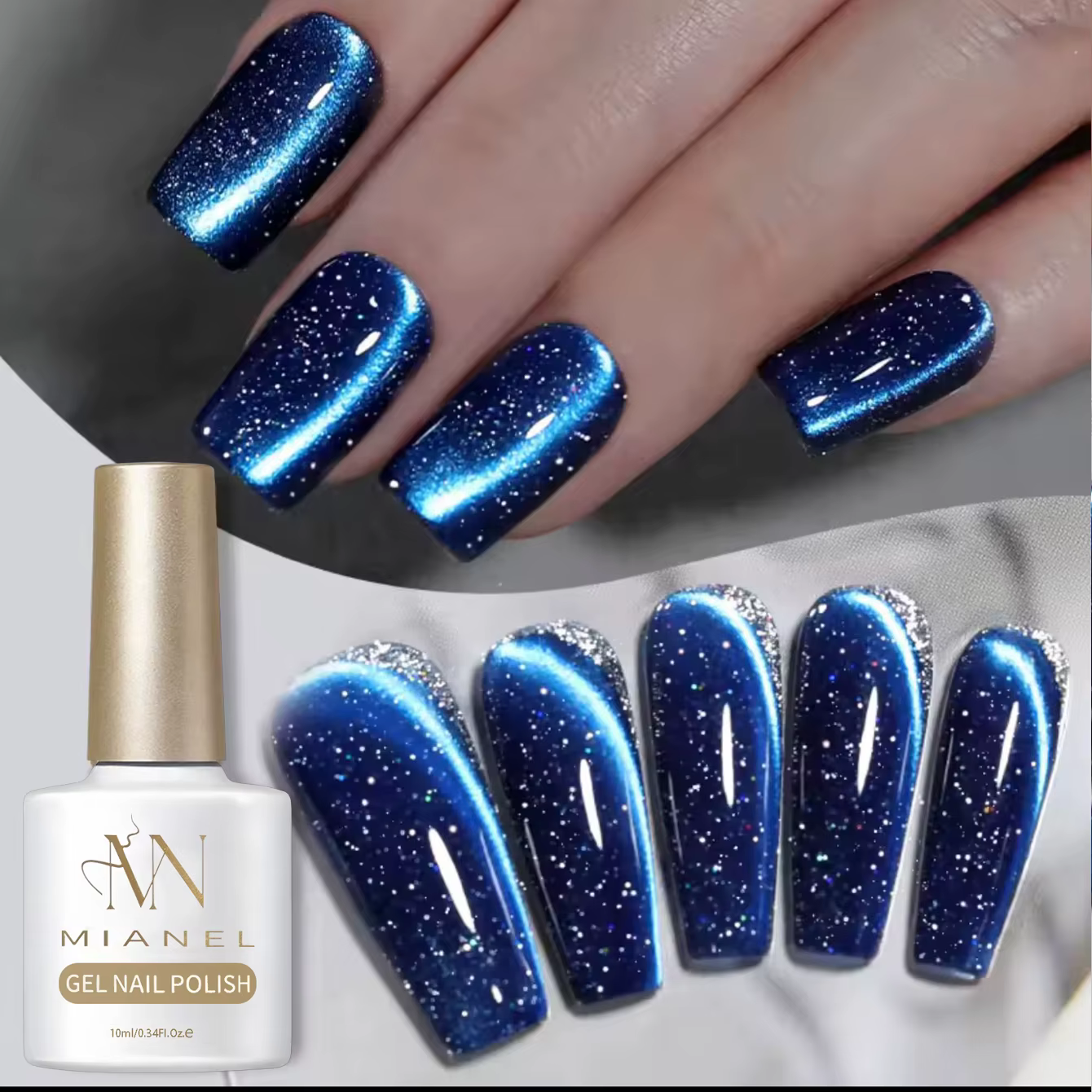 MIANEL 10ML Vernis à ongles gel effet œil de chat bleu profond 2026