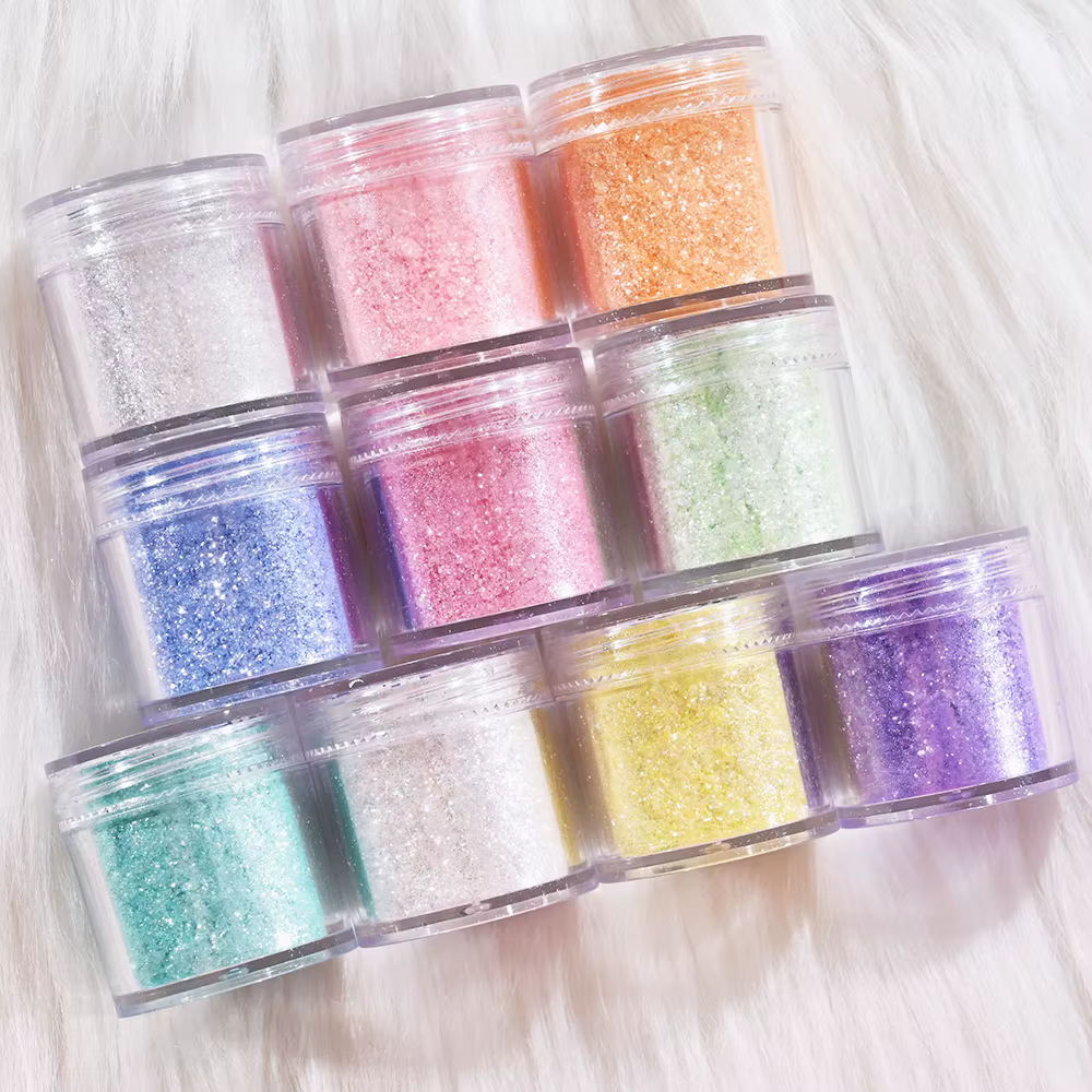 10 couleurs coloré opale ongles paillettes poudre lavande/rose/argent/bleu