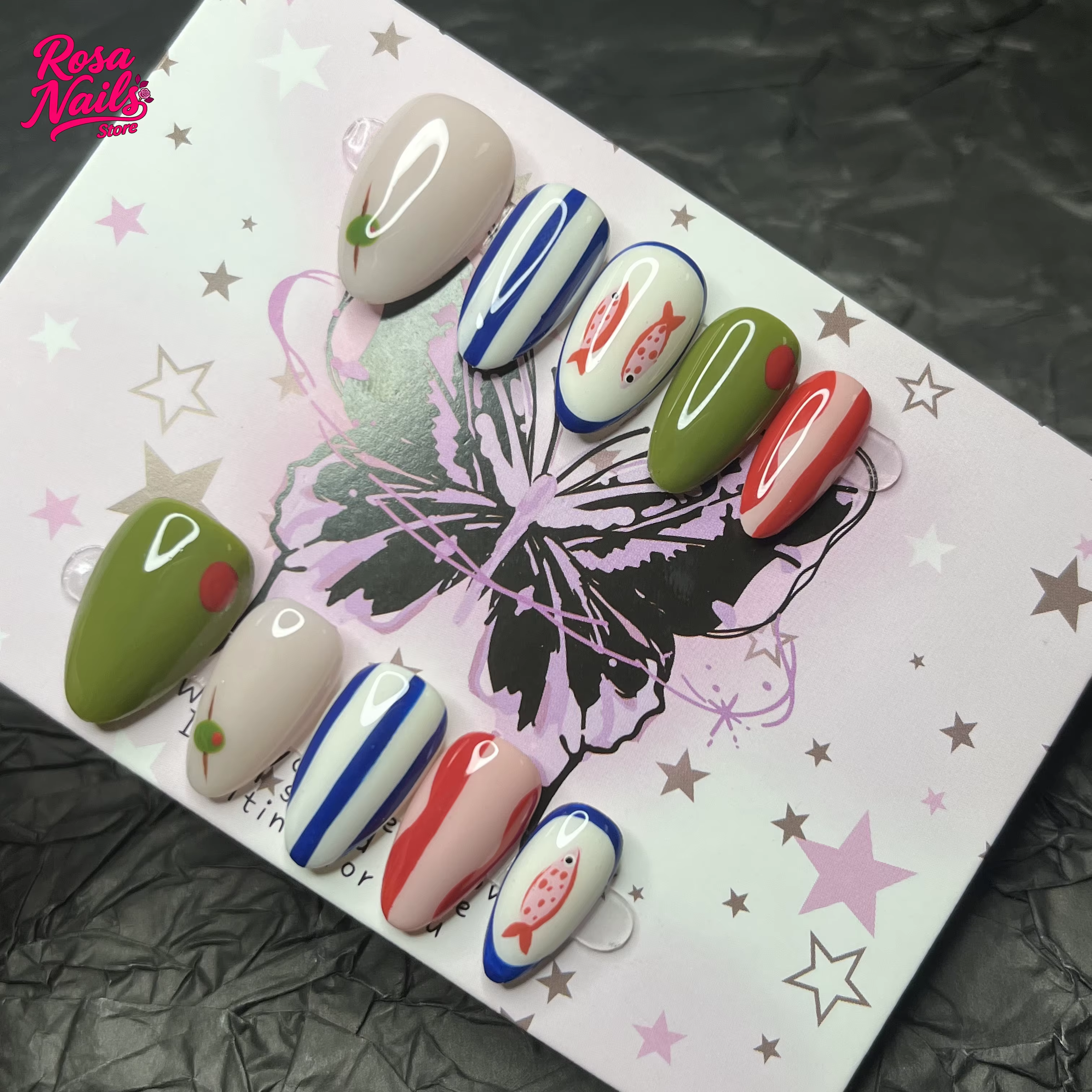 10 pièces presse à la main sur les ongles peints