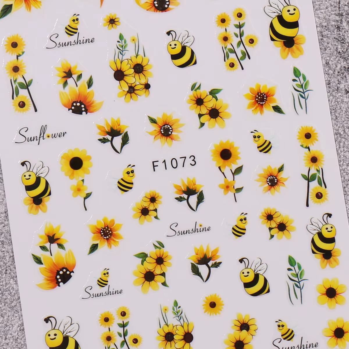 2 autocollants pour ongles abeille tournesol printemps et été