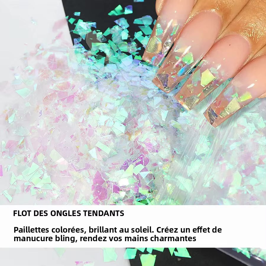 Flocons d'ongles holographiques effet sirène