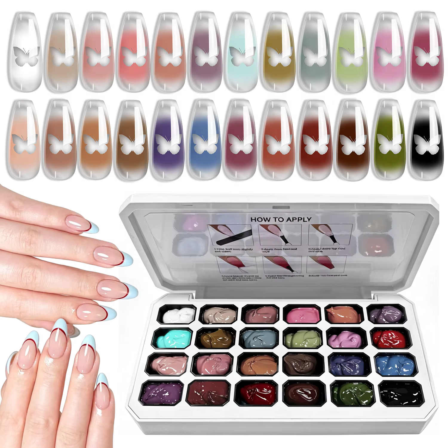 LIMEGIRL Gel de Peinture Dégradé 24 Couleurs Sans Rinçage pour Nail Art