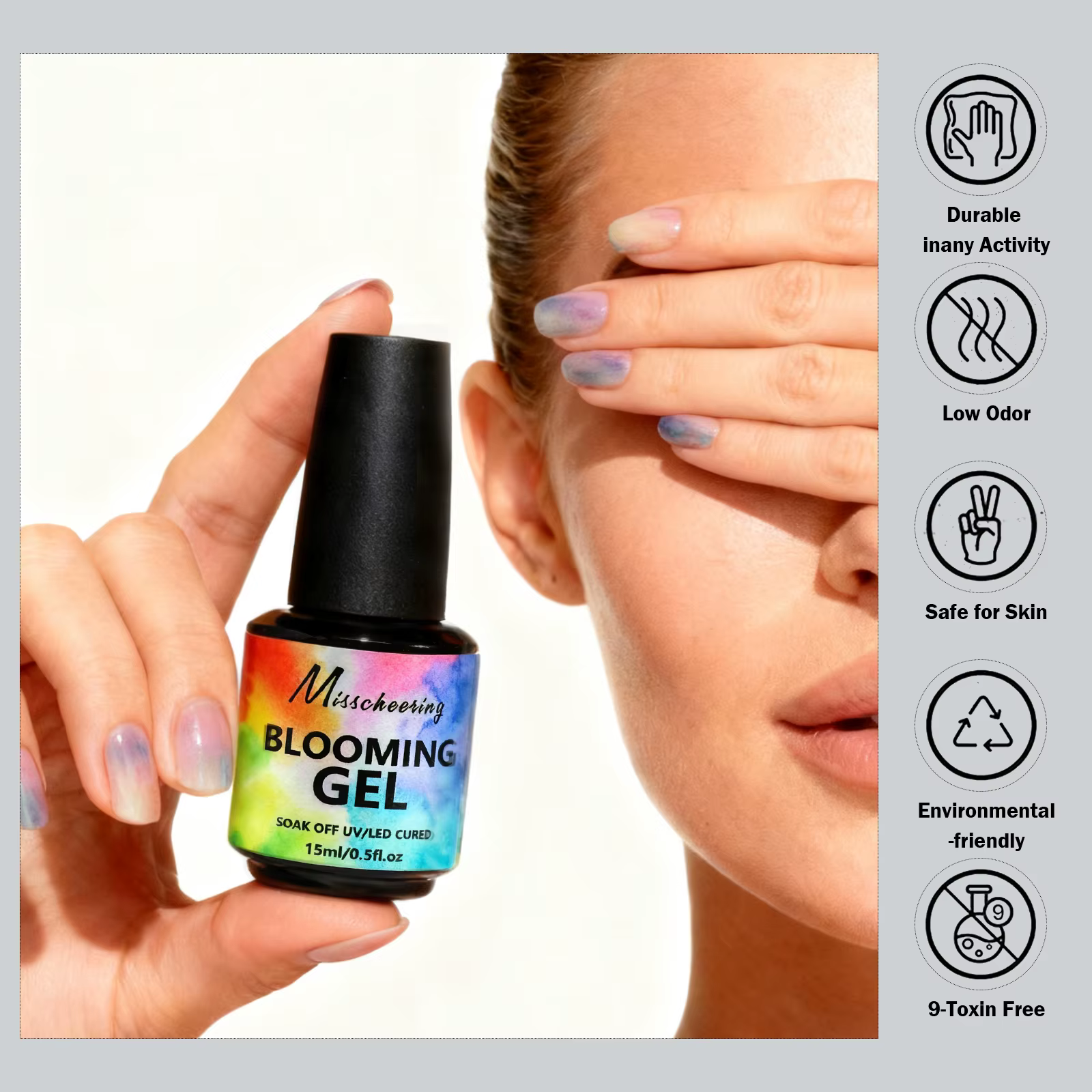 Gel à ongles de noël à fleurs claires