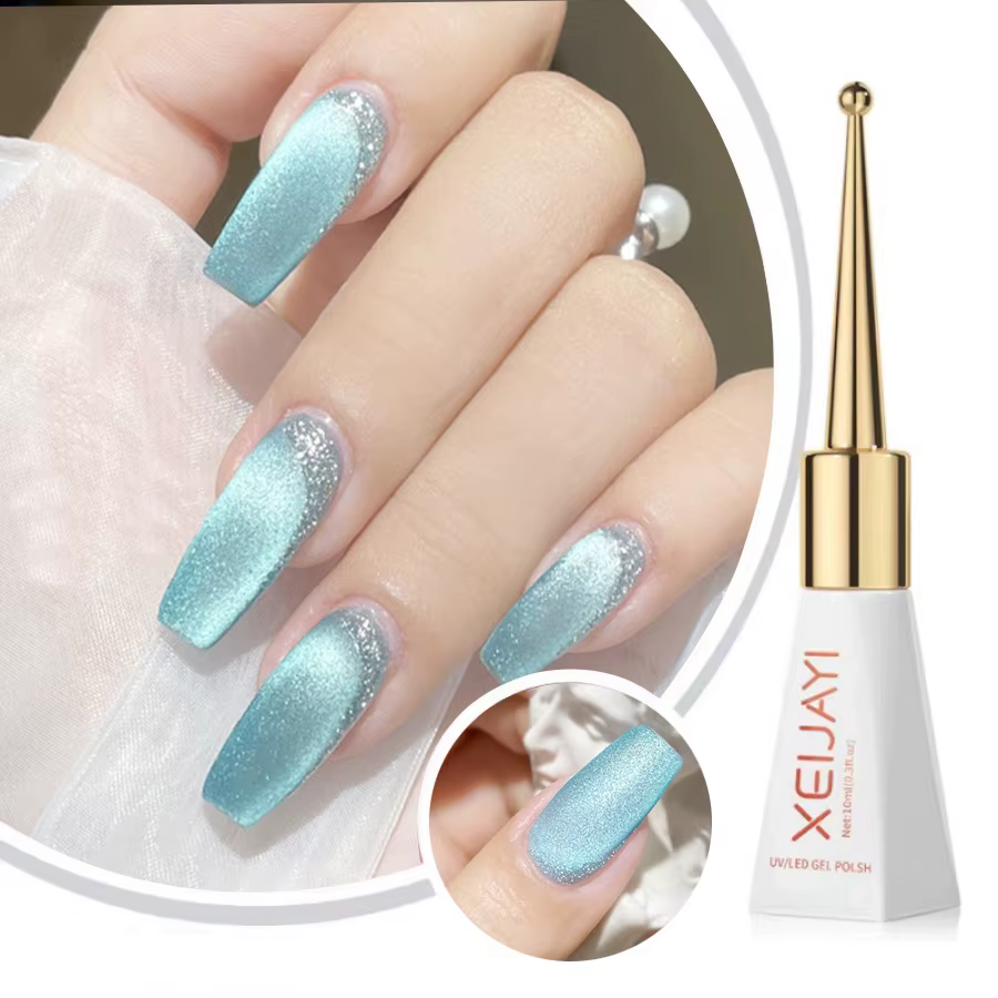 XEIJAYI perle de verre scintillante Gel oeil de chat vernis à ongles Gel magnétique réfléchissant couleur nue uv