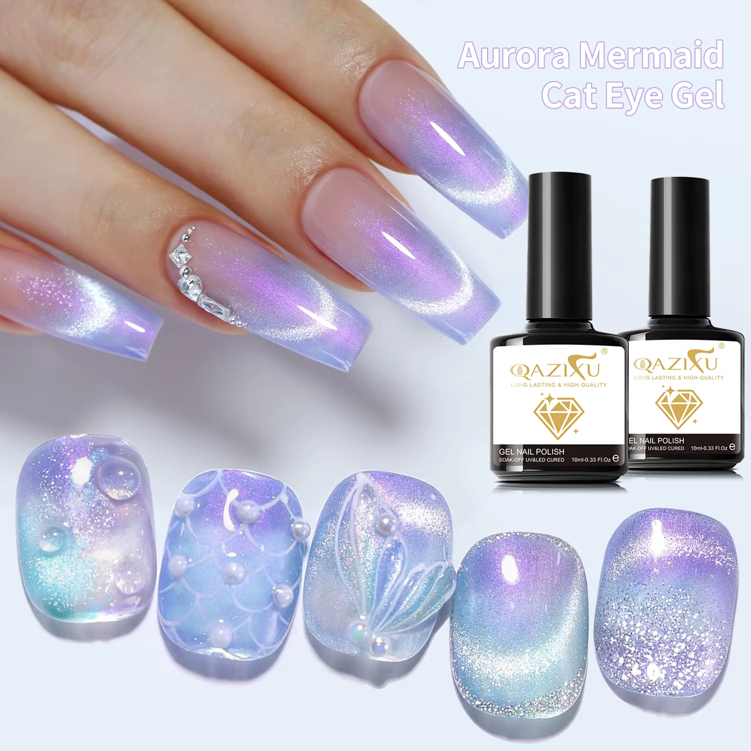 10ml Aurora violet oeil de chat Gel hiver nord brillant magnétique Gel vernis tremper UV LED Gel