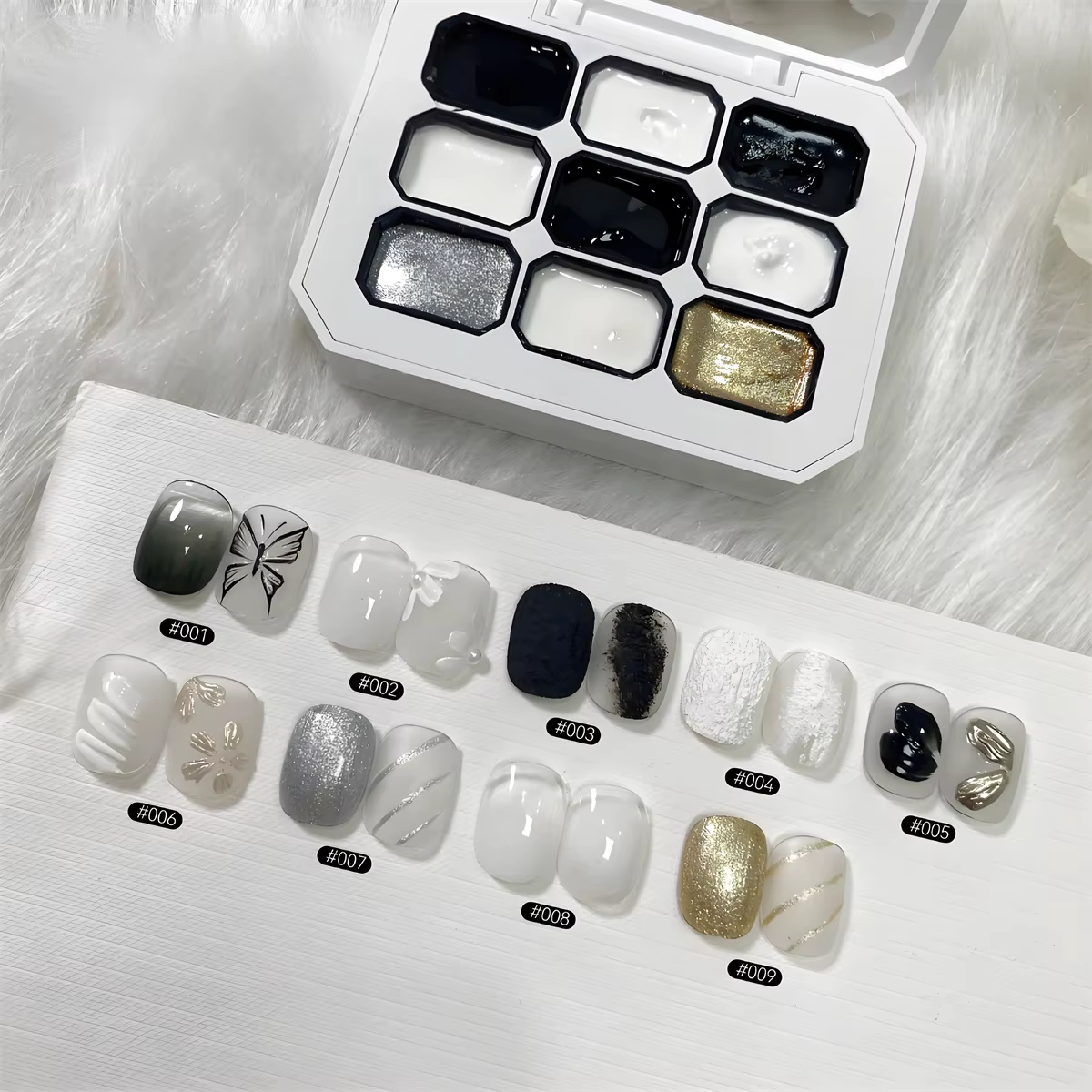 1 pièce de gel vernis à ongles solide noir et blanc