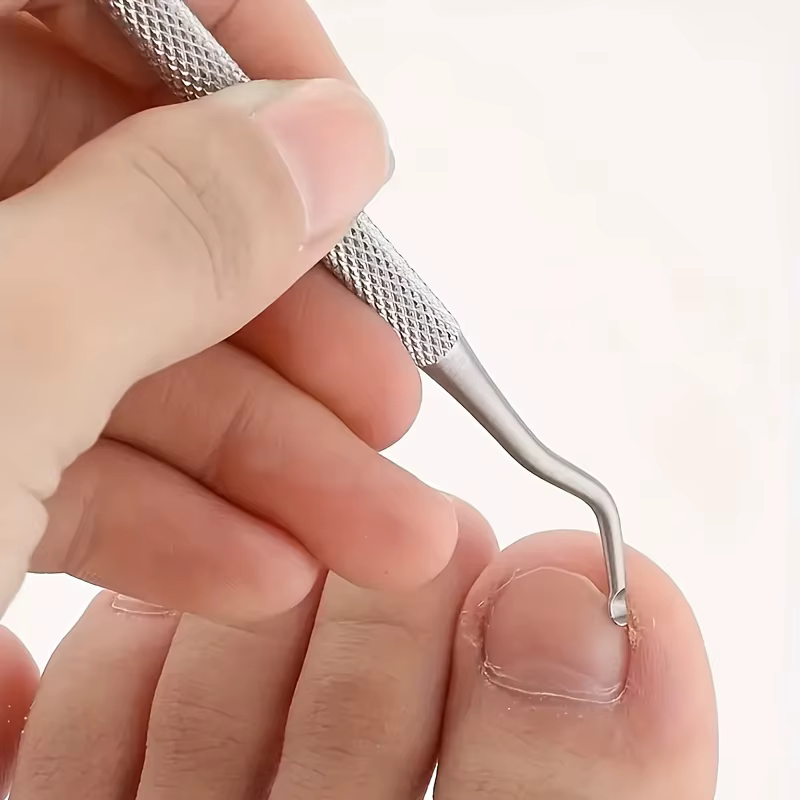Outil de pédicure en acier inoxydable pour le nettoyage en profondeur des rainures des ongles-poignée ergonomique
