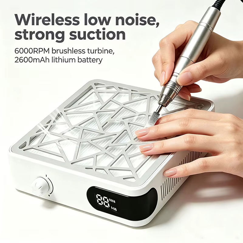 Aspirateur à poussière pour ongles professionnel rechargeable, puissant, avec aspiration réglable et faible bruit