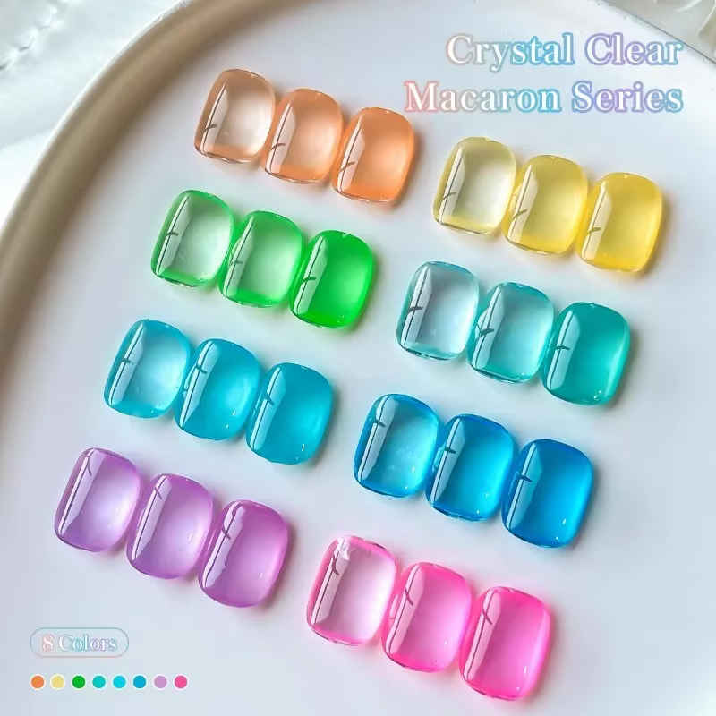 2025 nouveau 8 couleurs ensemble été glace à travers Macaron méthyl Gel populaire blanchissant gelée vert