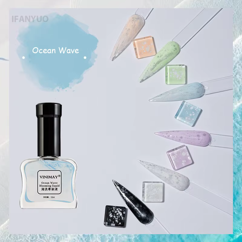 Bulle océan vague Nail Art colle ongles Poke blanc noir dentelle creux dégradé couleur