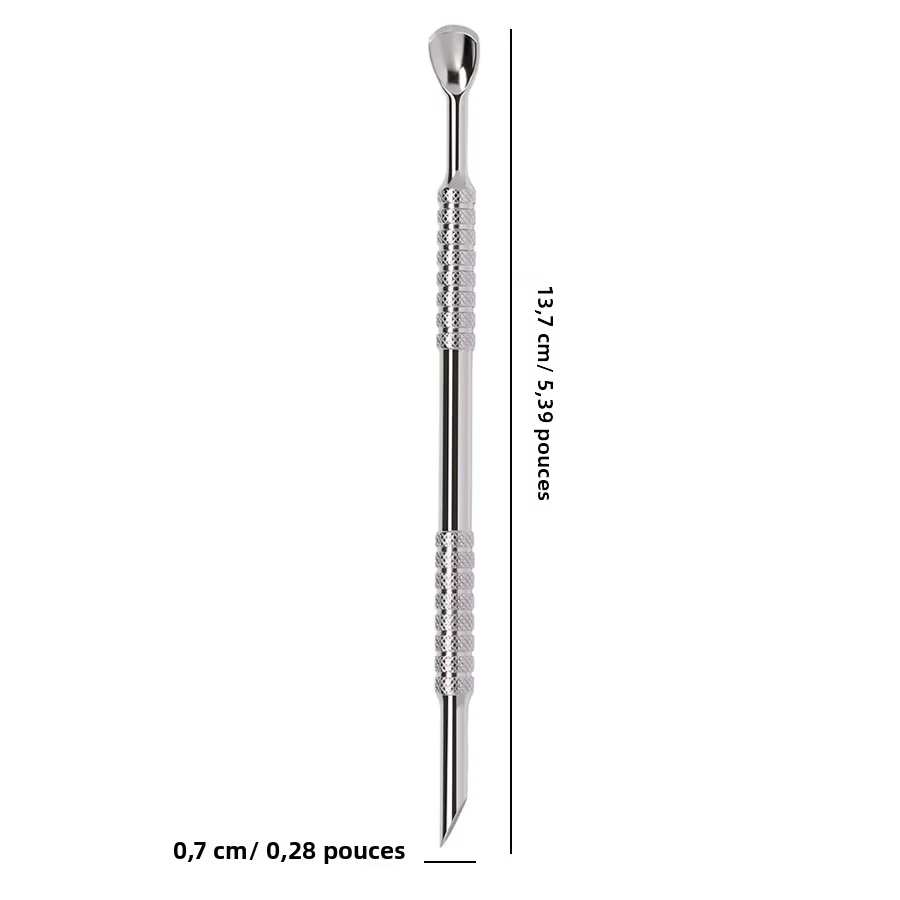 Poussoir à cuticules à sabot coudé à Double tête