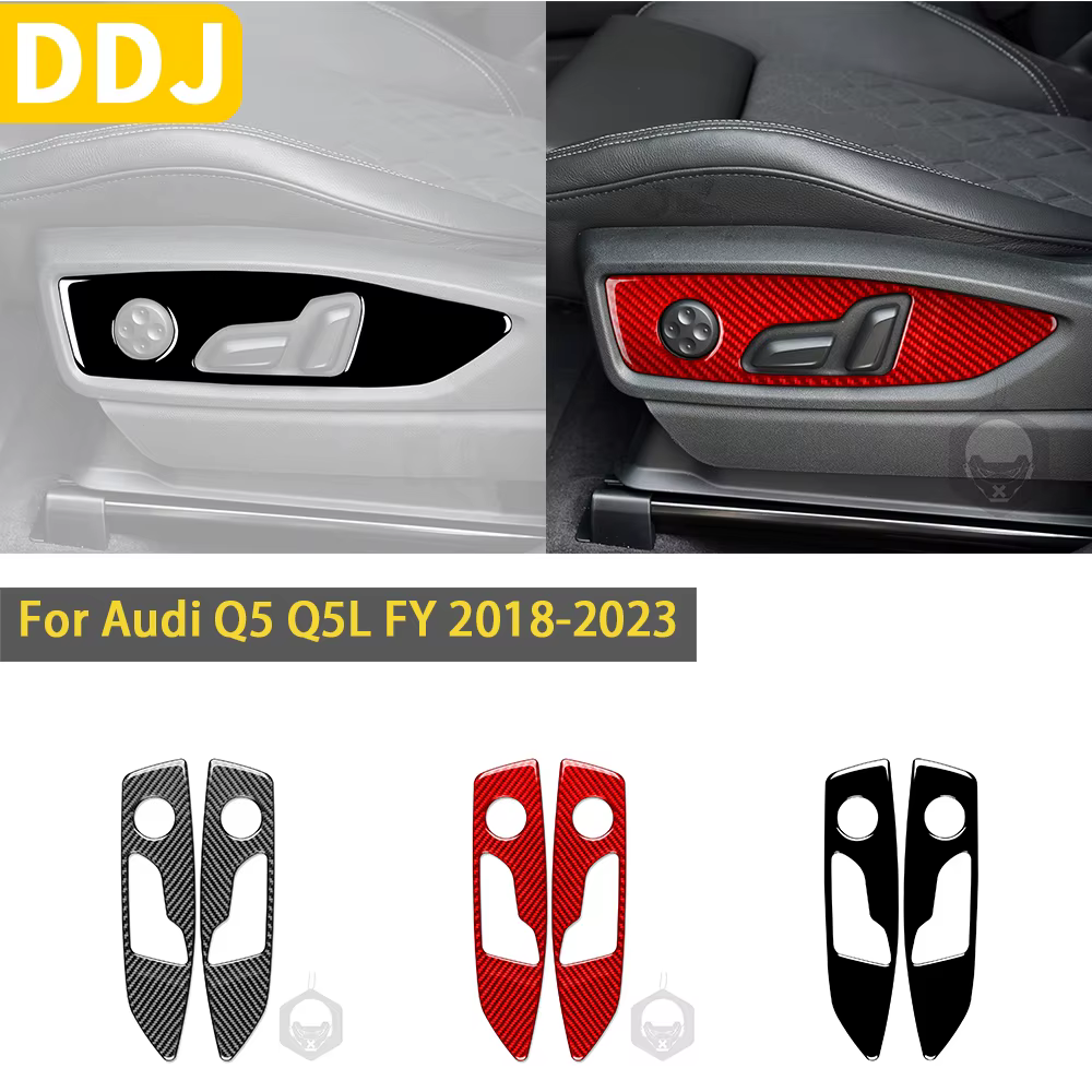 Panneau de réglage de siège automatique intérieur en fibre de carbone, autocollant de garniture, accessoires pour Audi Q5, Q5L, FY, 2018, 2019, 2020, 2021, 2022, 2023
