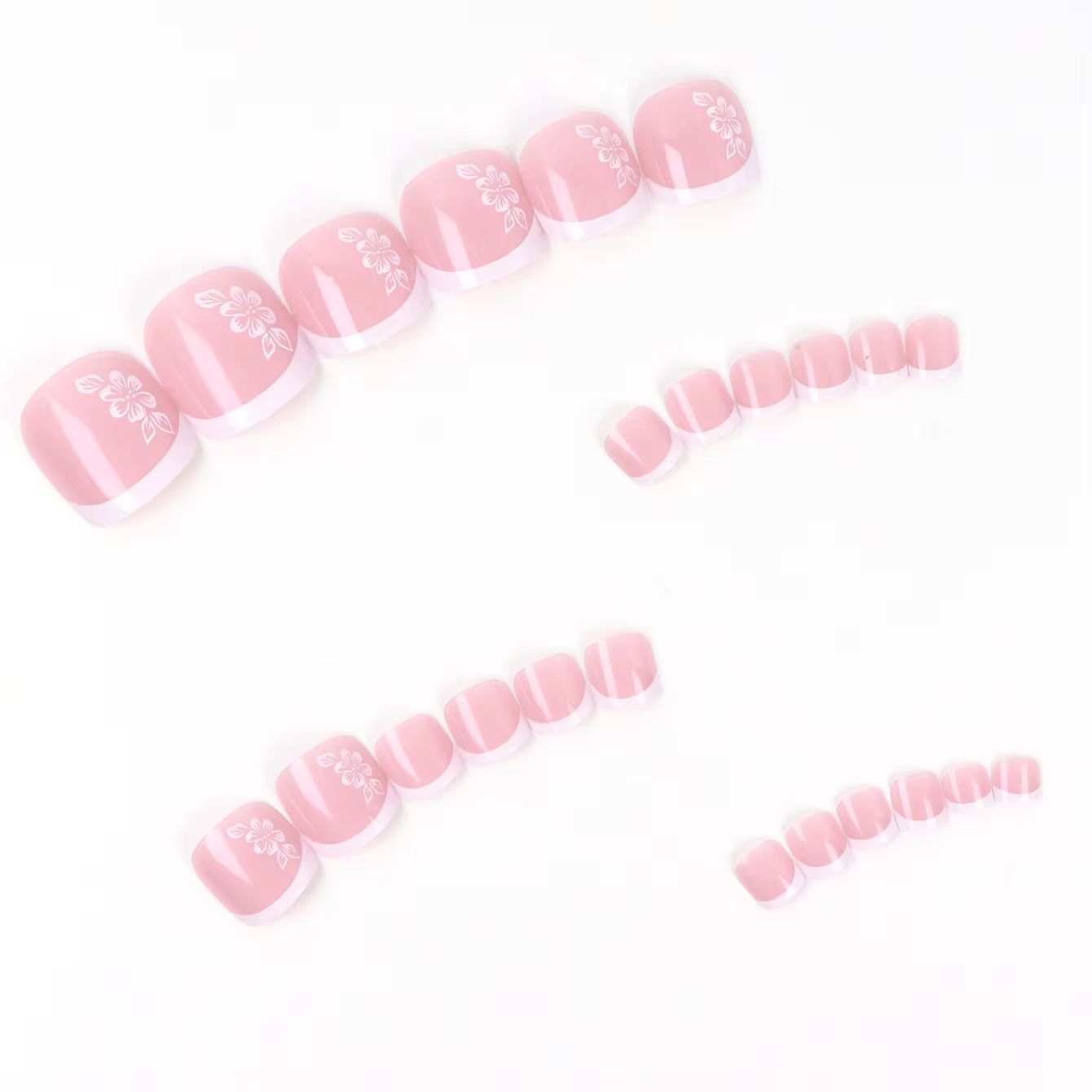 Faux ongles roses avec couverture complète de colle acrylique brillante