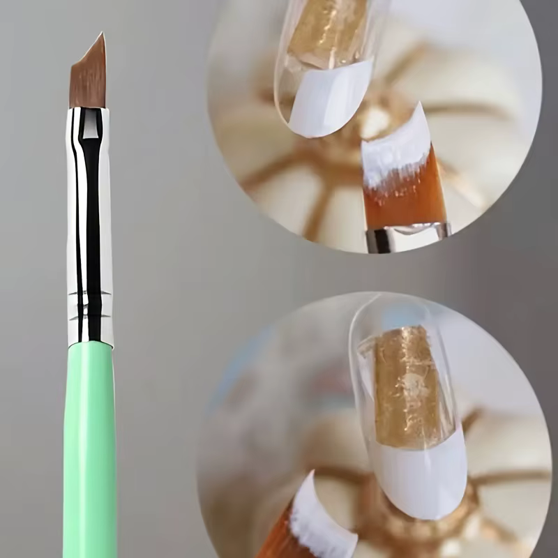 Pinceau de manucure demi-lune à bord incurvé pour nail art
