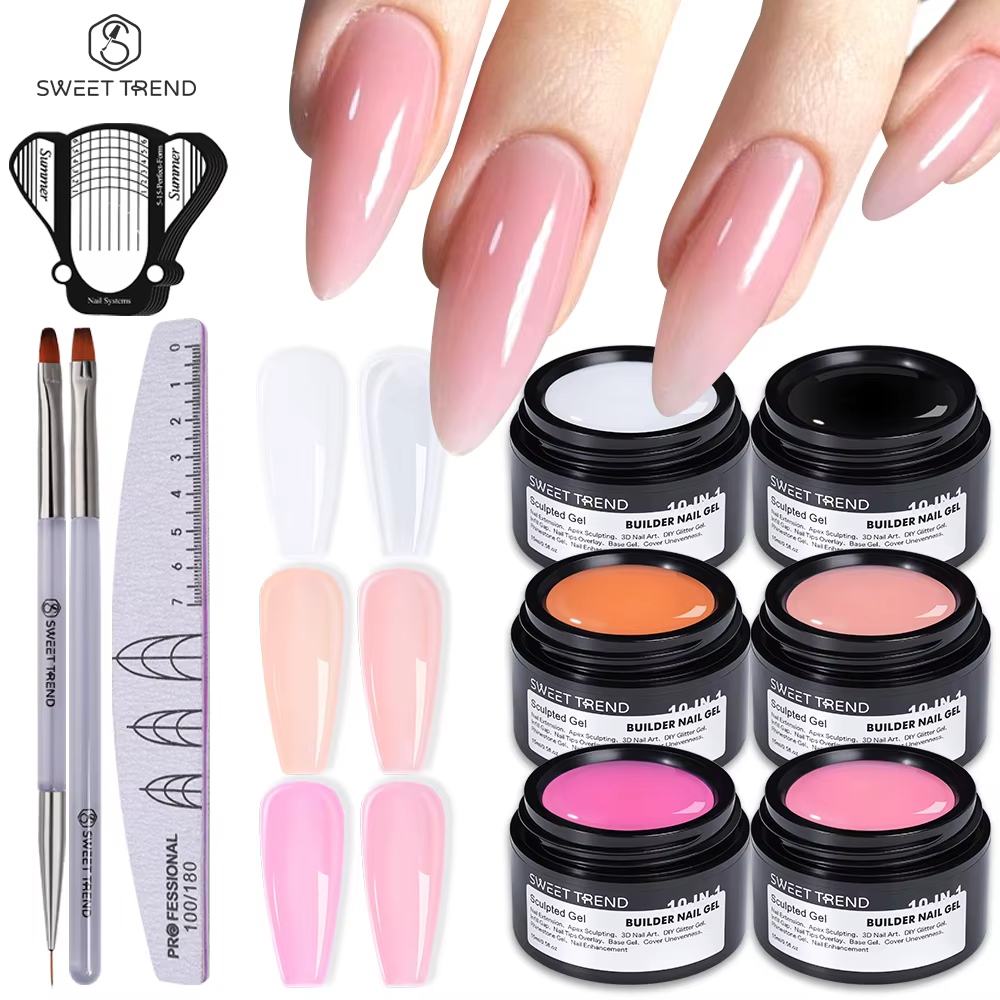 SWEET TREND - 6 couleurs 15ml Gel UV de construction transparent rose nude pour ongles