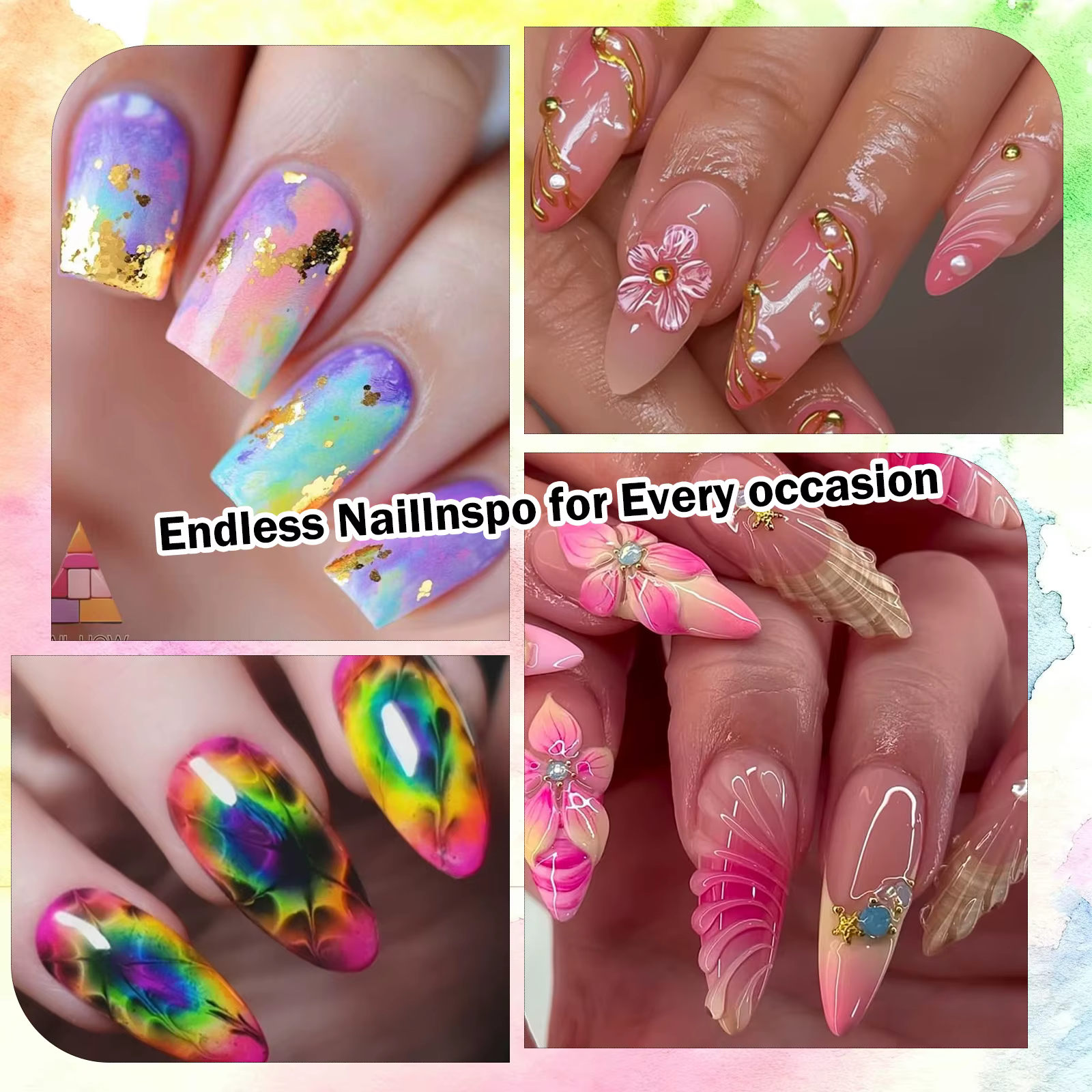 Gel à ongles de noël à fleurs claires