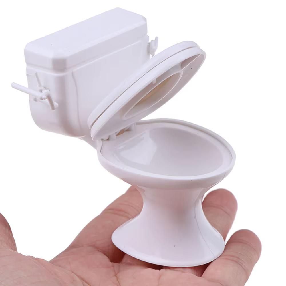 Maison de Jeu Vintage avec Toilette Miniature, Accessoire de Couleur Blanche, Meuble de Course