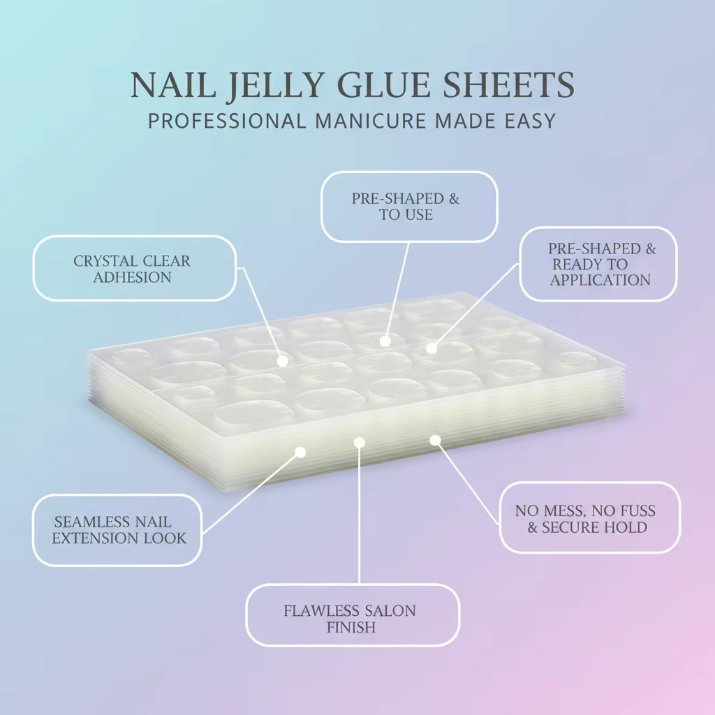 1200-240 Ultra-mince 50-10 feuilles Double face Gel ongles autocollants gelée colle Super collant imperméable