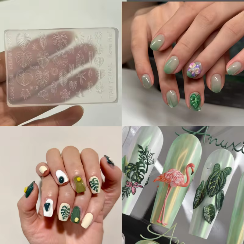 Moule d'art d'ongle sur le thème de la forêt tropicale