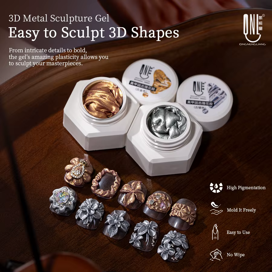 Gel de modelage 3D en métal pour ongles