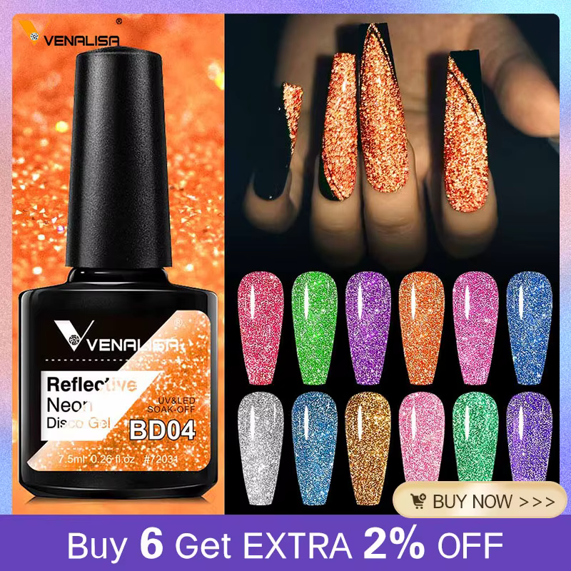 Venalisa vernis à ongles Gel à paillettes réfléchissantes couleur néon couverture complète Pigment Nail Art manucure