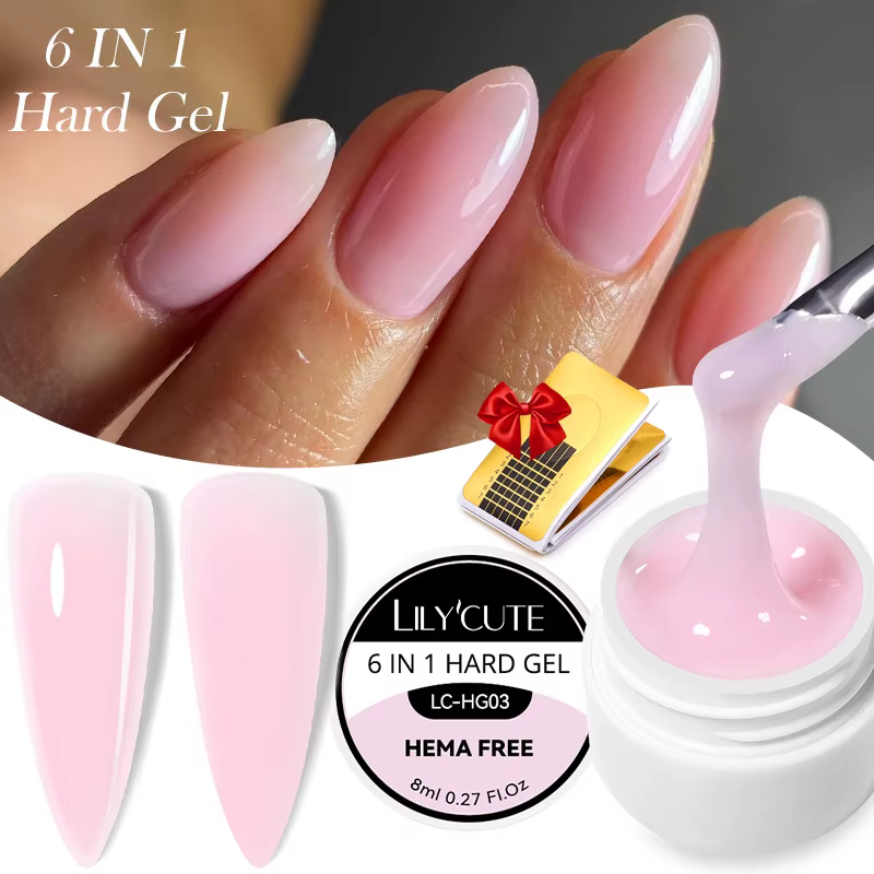 LILYCUTE 8ml rose Nude Extension vernis à ongles Gel acrylique construire Gel dur tremper UV LED Gel auto-nivelant pour Nail Art bricolage