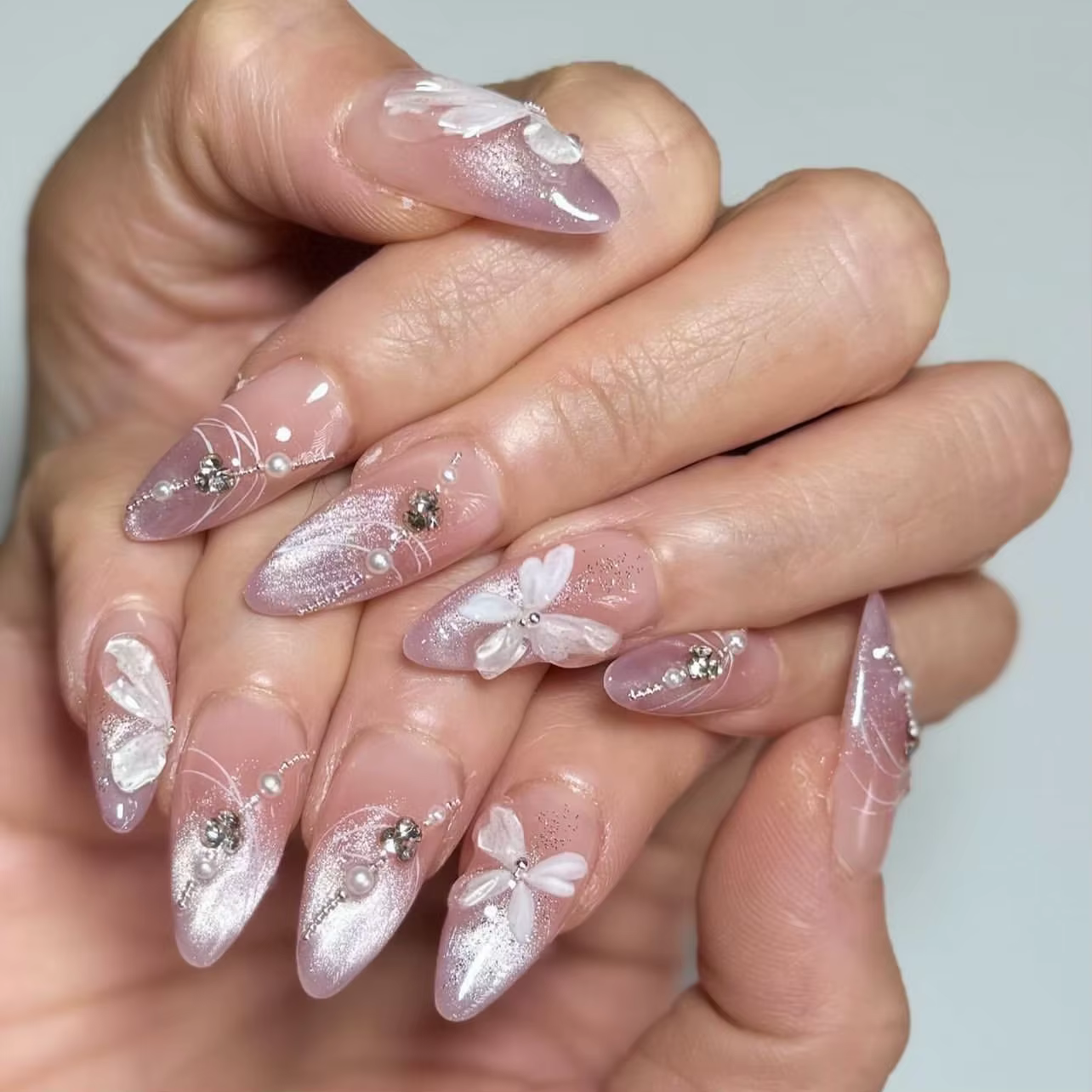 24 pièces français amande presse sur ongles faux