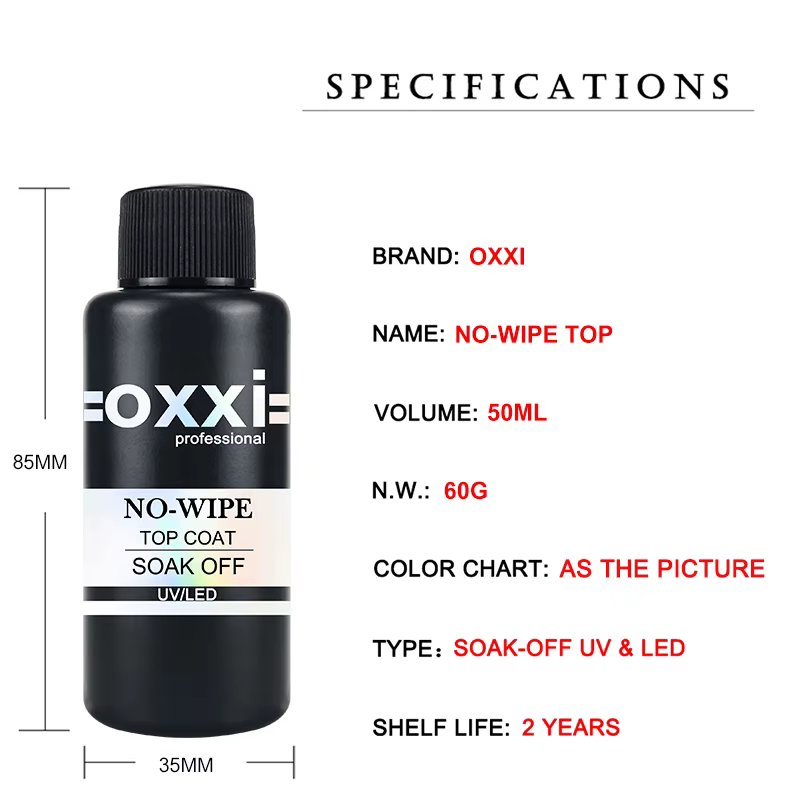 OXXI 50ml Gel de Base en caoutchouc de grande capacité semi-permanent sans essuyage pour vernis Gel manucure épais uv