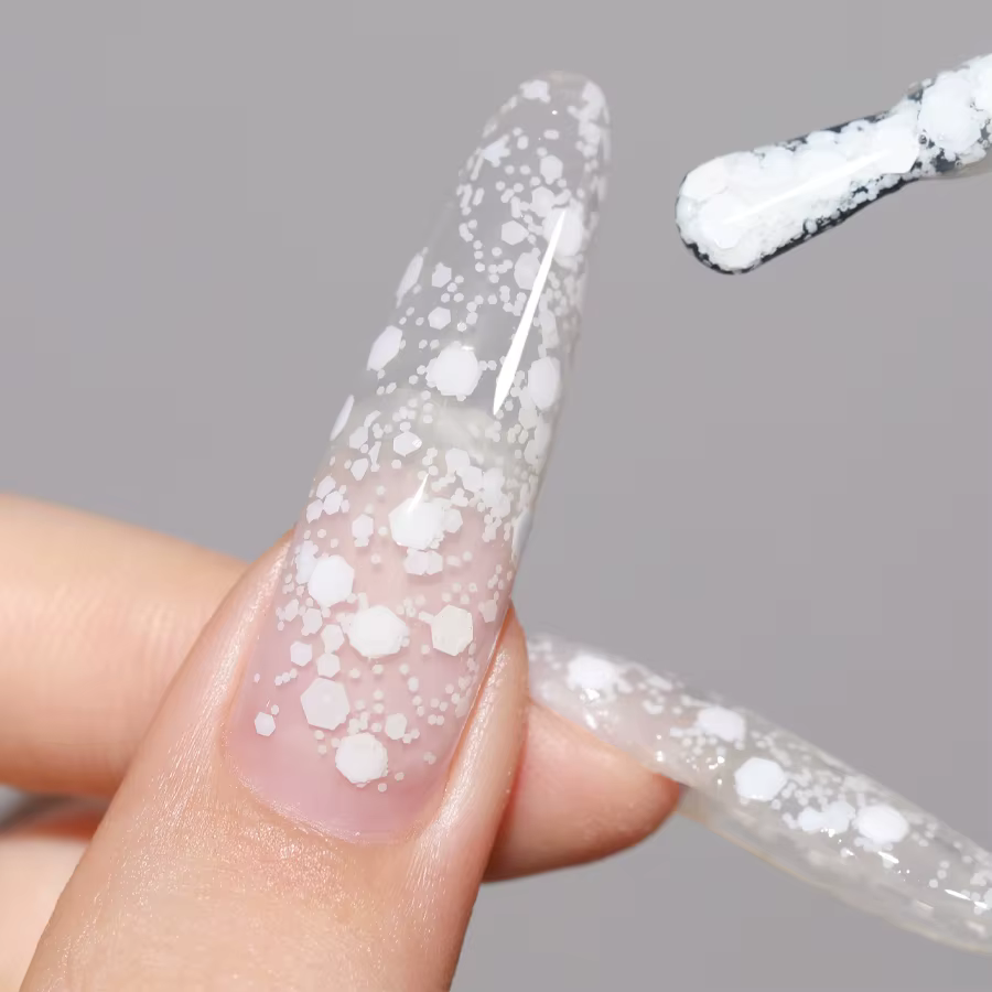 QAZIXU 8ml flocon de neige Gel vernis à ongles UV LED Semi Permanent blanc rose paillettes