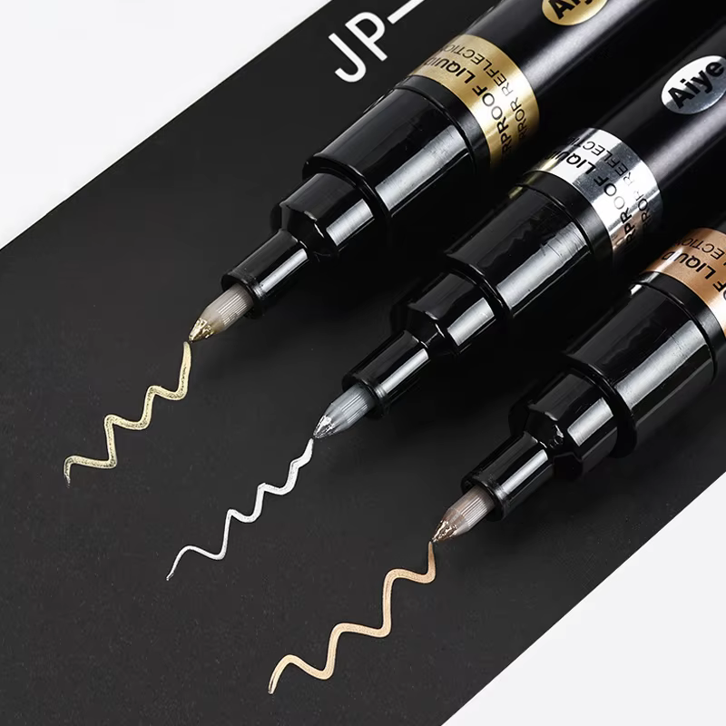 Nail Art Graffiti Pen Set 3D Black Gold