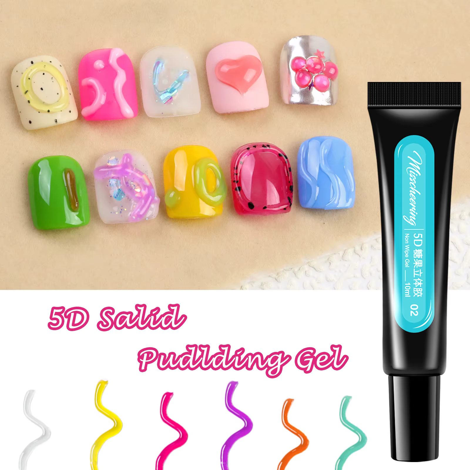 Gel à ongles 3D embossé 5D sans résidu 10ml