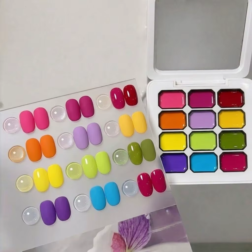 Gel solide pour soins des ongles arc-en-ciel 12 couleurs