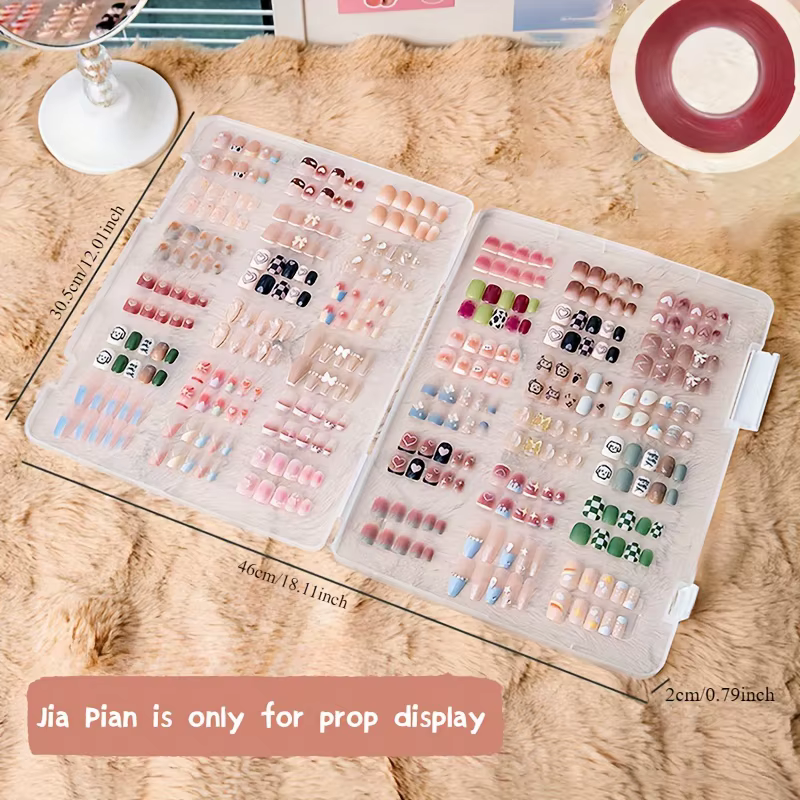 Boîte de rangement transparente de grande capacité pour ongles - Boîte d'organisation et de présentation de faux ongles anti-poussière - Peut contenir 24/42 pièces d'ongles