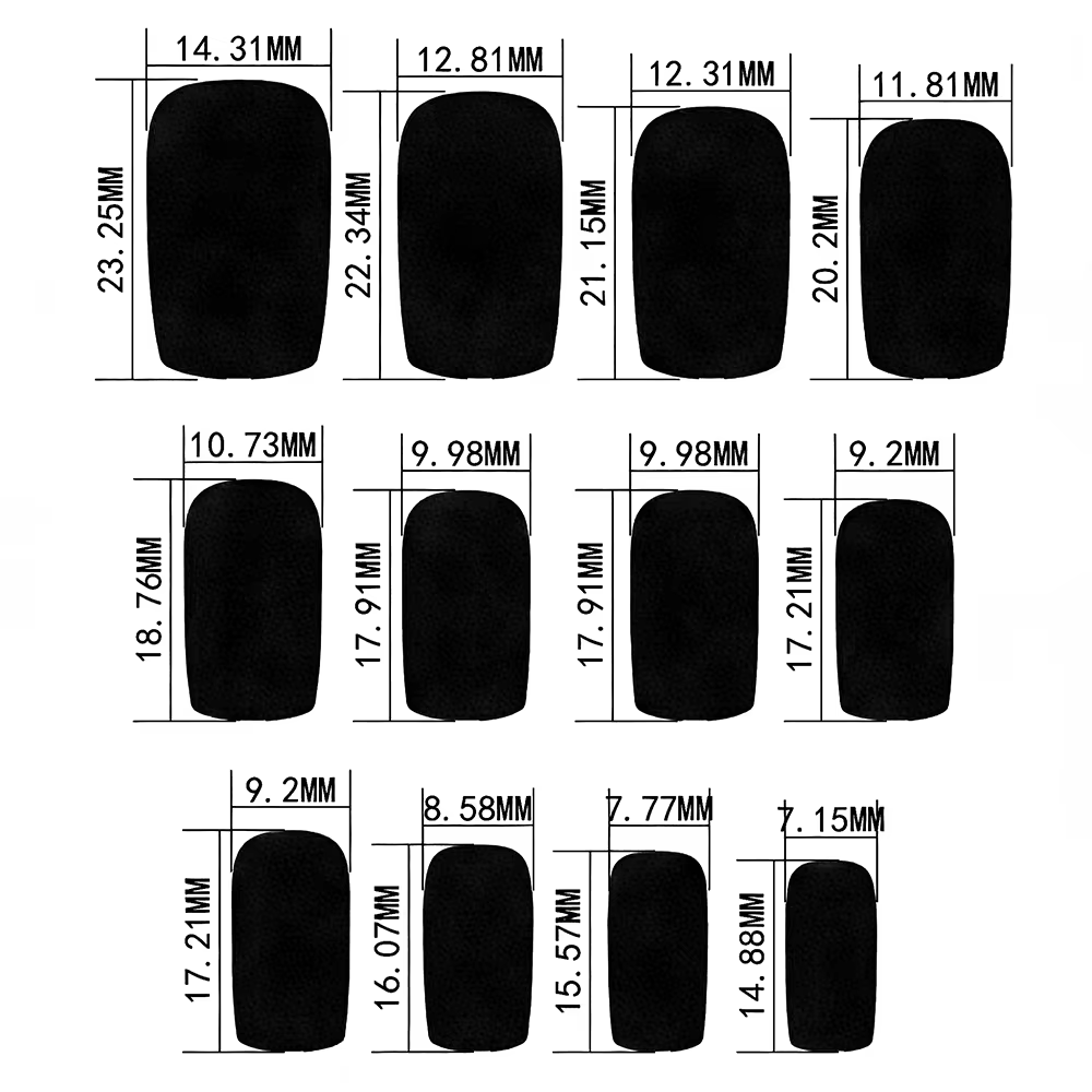 120 faux ongles noirs brillants par boîte