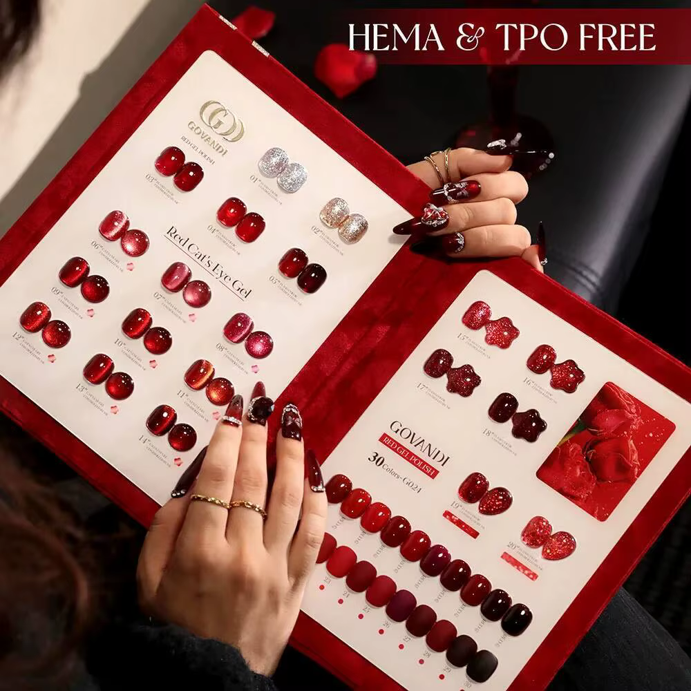 Vernis à ongles Gel œil de chat en cristal rouge